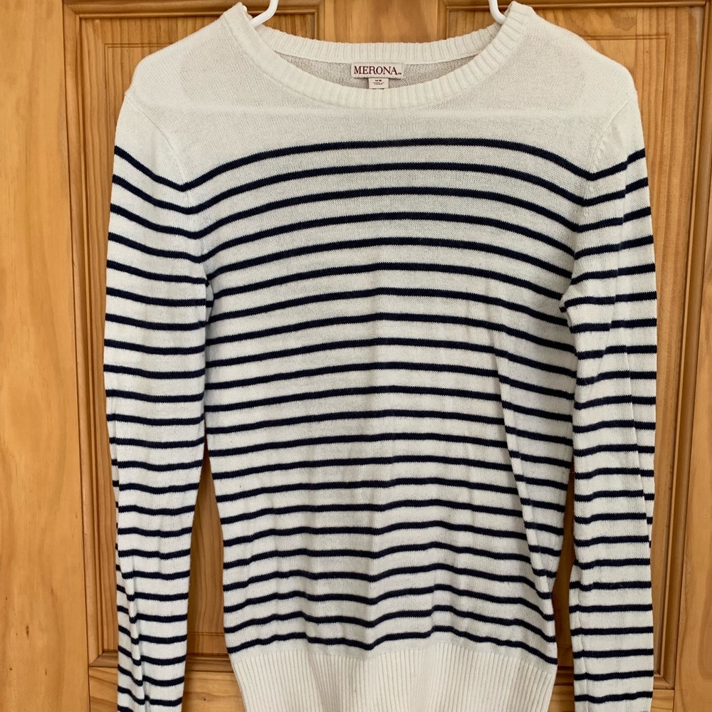 Navy striped crew neck sweater